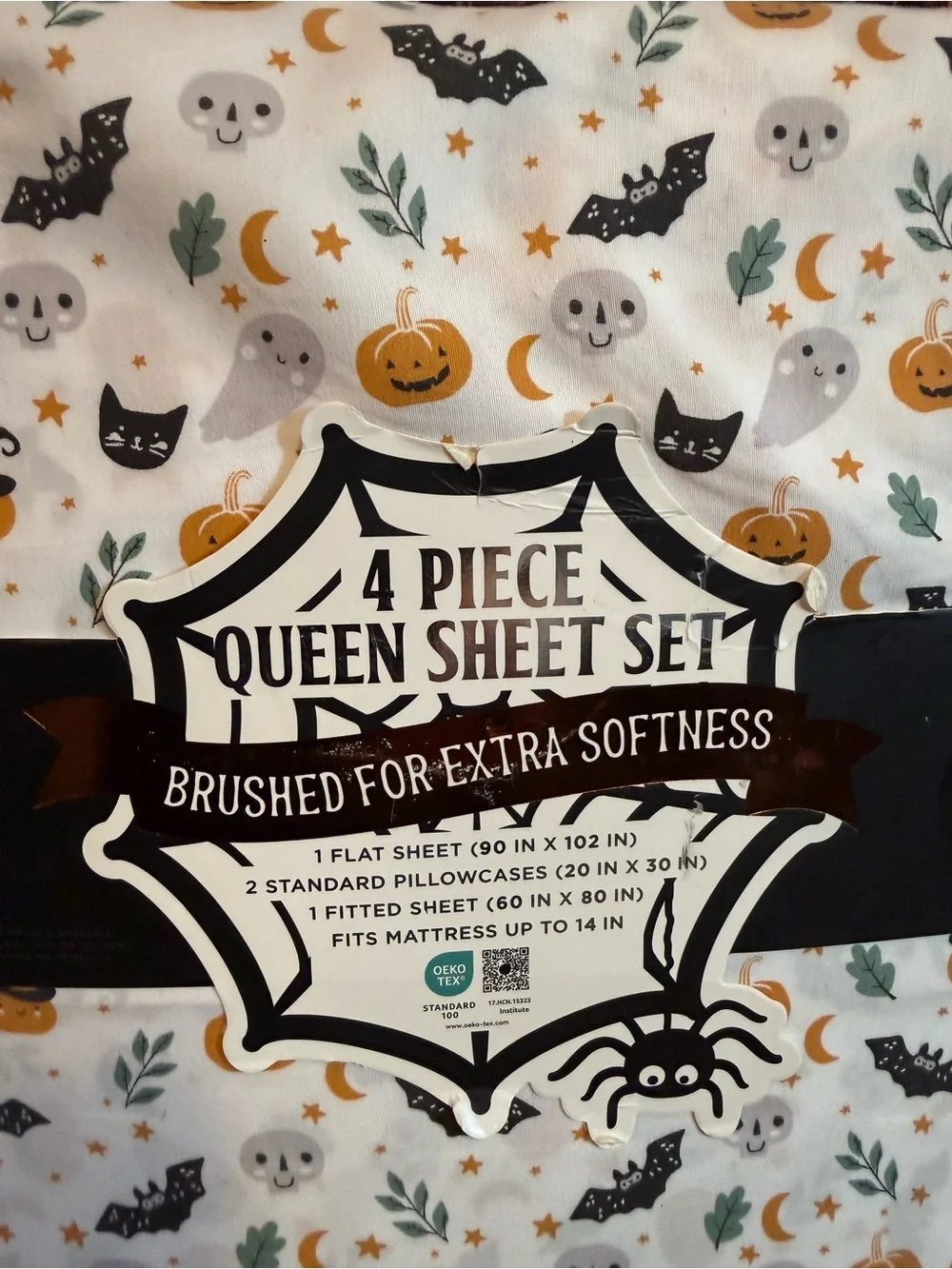Envogue Queen 4-Piece Sheet Set NWT Halloween Summerween Soft